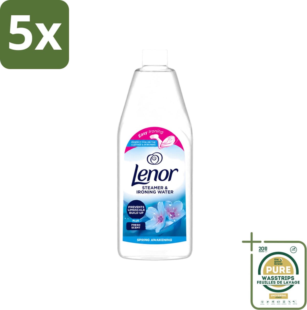 5 x Lenor - Strijkwater - Spring Awakening - Textielverfrisser - 1000 ml - Wasstrips - Strijkwater - Textielverfrisser - Wasgoed - Frisheid - Kleding — afbeelding 1