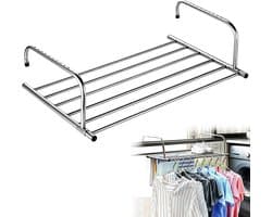 Uitbreidbare wasrek voor balkon | Droogrek voor buiten en verwarming met extra ruimte
