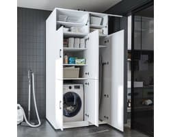 Roomart DORA-II Wasmachine Ombouwkast 115x230 cm met Opzetkast - Wit