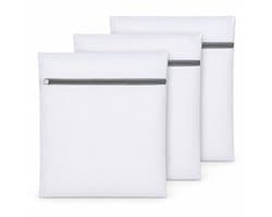 Waszakken Wasmachine - Wasnetjes met Rits - 3 Stuks 40x50 cm - Fijnmazig - Voor Lingerie en Delicate Was - Wit