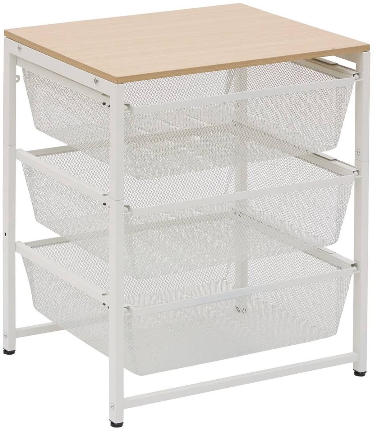 Meshy rechthoekige opbergkast, H.72,5 cm, 3 lades, wit — afbeelding 1