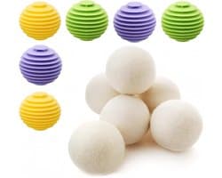 Herbruikbare wasballen van schapenwol voor wasdroger en wasmachine, 6 stuks, zacht voor kledingreiniging en efficiënt wassen