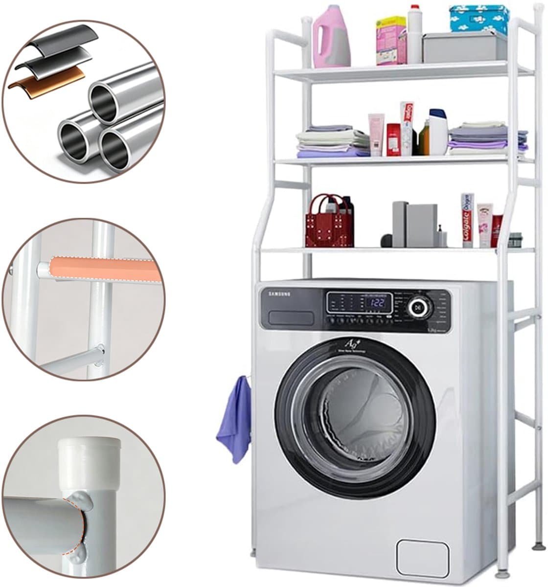 Planken Boven De Wasmachine - Waterdichte Opbergplank - Multifunctionele Opbergplank - Opbergrek Verticaal - Met 3 Planken — afbeelding 1