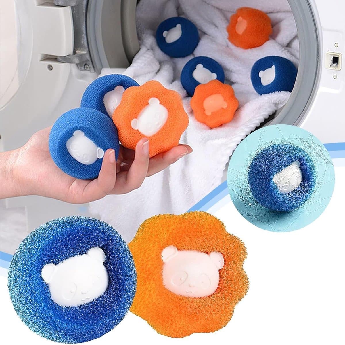 10 stuks dierenhaarverwijderaar voor wasmachine, drogerballen, kattenhaarvanger, hondenhaarverwijderaar, wasballen voor wasdroger, herbruikbare lint ballen, anti-winding, pluisbal voor — afbeelding 1