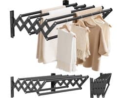 Kavo Wanddroogrek – Ophangbaar Wasrek voor Kleding – RuimtebeKavoarend - Zwart - 42cm x 13cm x 12cm