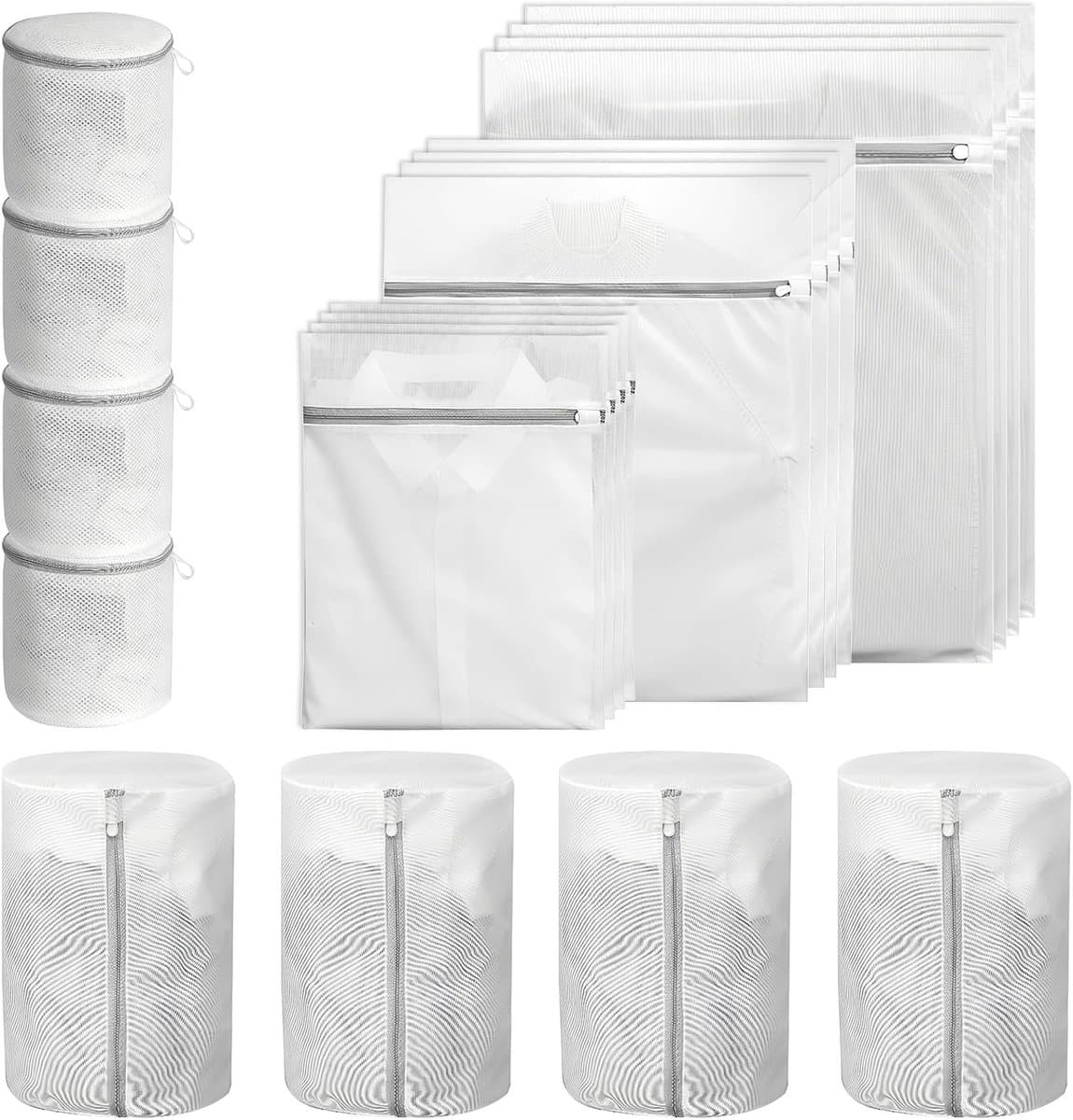 Waszakset van 20 stuks met ritssluiting in 5 maten voor delicate was, ondergoed, sokken en truien, ideaal voor veilig wassen en reizen — afbeelding 1