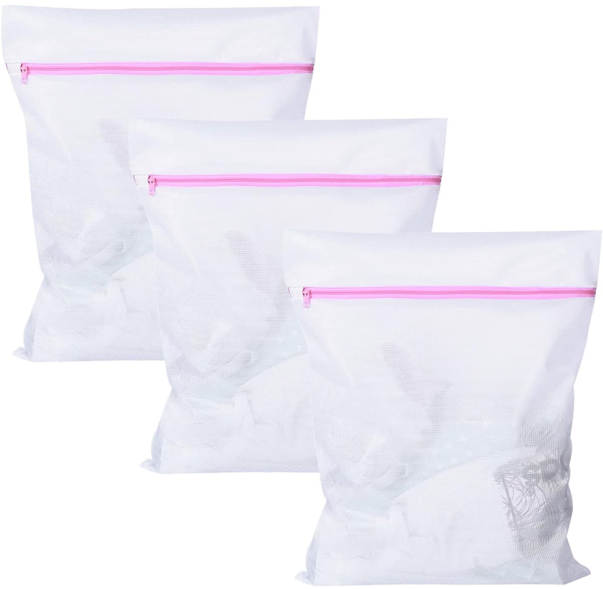 Wasnetten 3 Stuks - Fijnmazige Waszak - Herbruikbare Netwaszak - Ritssluiting - 50 cm x 60 cm - Beschermt Kleding tegen Schade — afbeelding 1
