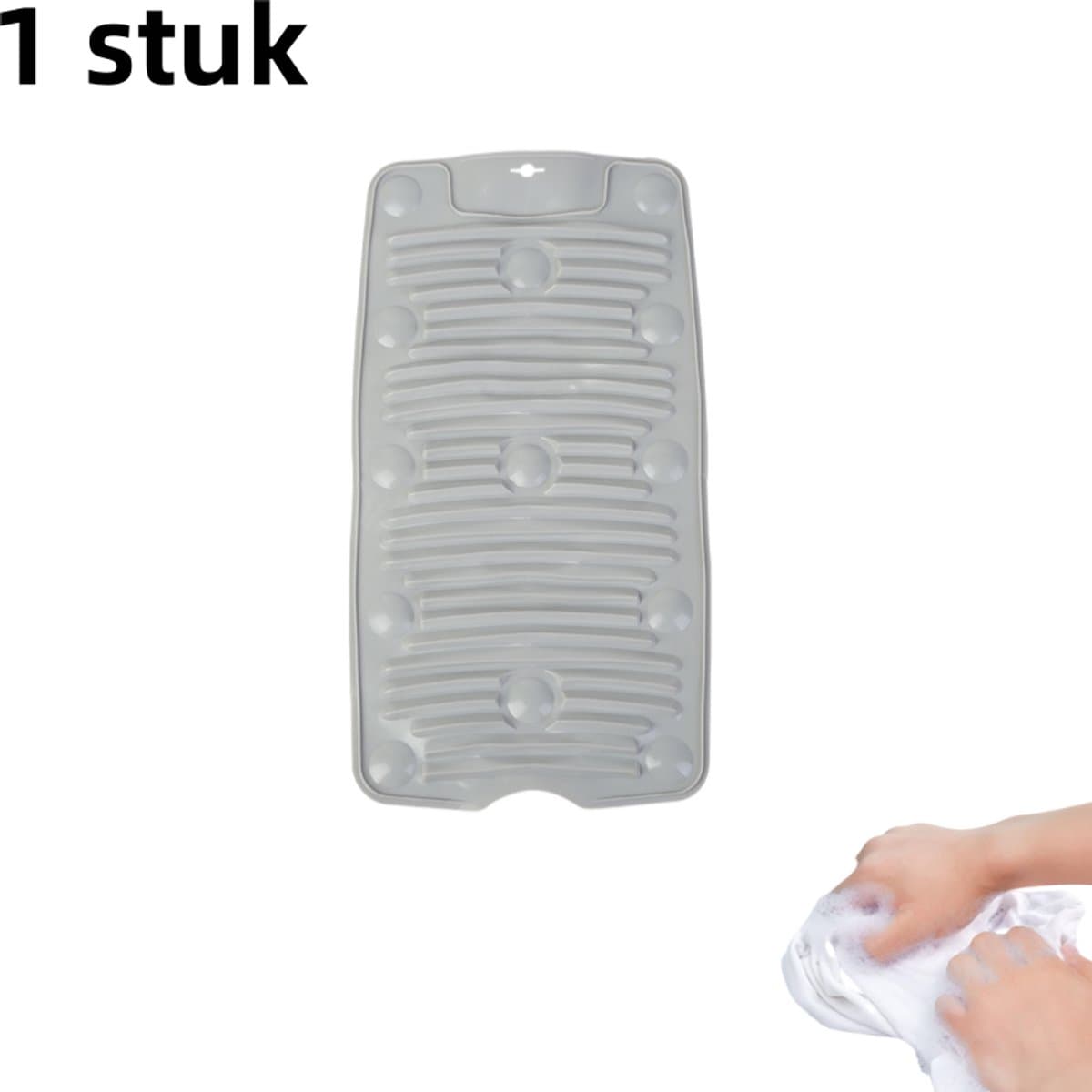 1 stuk - Siliconen wasbord - Opvouwbaar - Verdikte zuignap - Antislip - Mini multifunctioneel draagbaar wasbord voor thuis - Grijs — afbeelding 1