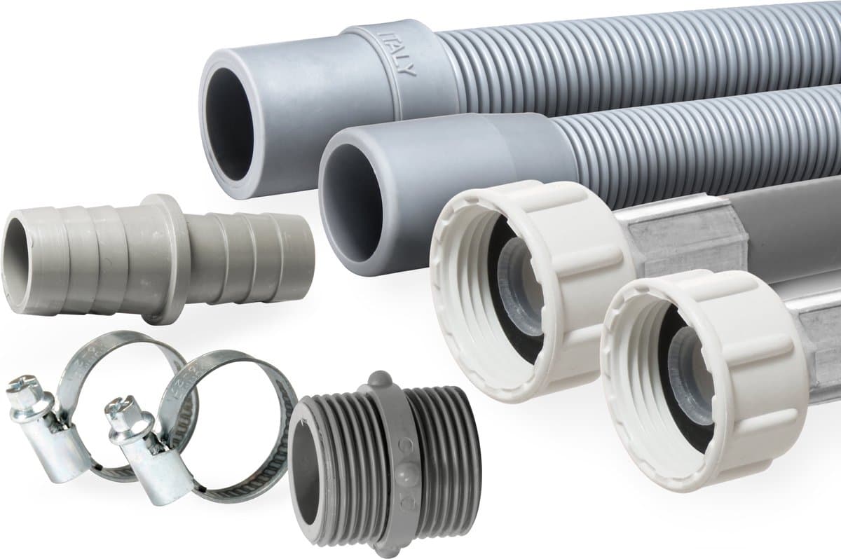 1,5m Dparts aanvoerslang en afvoerslang verlengset - 19 x 21 mm - 3/4" - wasmachine en vaatwasser afvoer en toevoer slang verlengen - waterslang verlengslang - wasmachineslang koppelstuk met slangklemmen — afbeelding 1