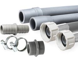1,5m Dparts aanvoerslang en afvoerslang verlengset - 19 x 21 mm - 3/4" - wasmachine en vaatwasser afvoer en toevoer slang verlengen - waterslang verlengslang - wasmachineslang koppelstuk met slangklemmen — afbeelding 1