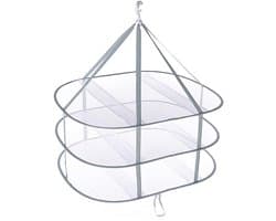 Droognet Opvouwbaar - Droogrekken - Polyester - Kledingmand - Mesh Droogrek - Hangende Droger - 3 Laags - voor Kleding, Kruiden, Bloemen, Groenten en Vrucht - 78*61*80CM - Wit