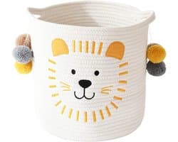 Opslagmand van katoentouw met handvatten voor baby's, kinderen, speelgoed, geschenkmandje voor de kinderkamer voor opbergrekken, badkamer commode organizer (leeuwen) — afbeelding 1
