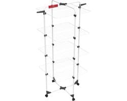 Thuys – Droogtoren 4 Verdiepingen – Tot 4 Wasbeurten – Oprolbaar Hoogte 1,65m – 71 x 71 x 169cm – Wit