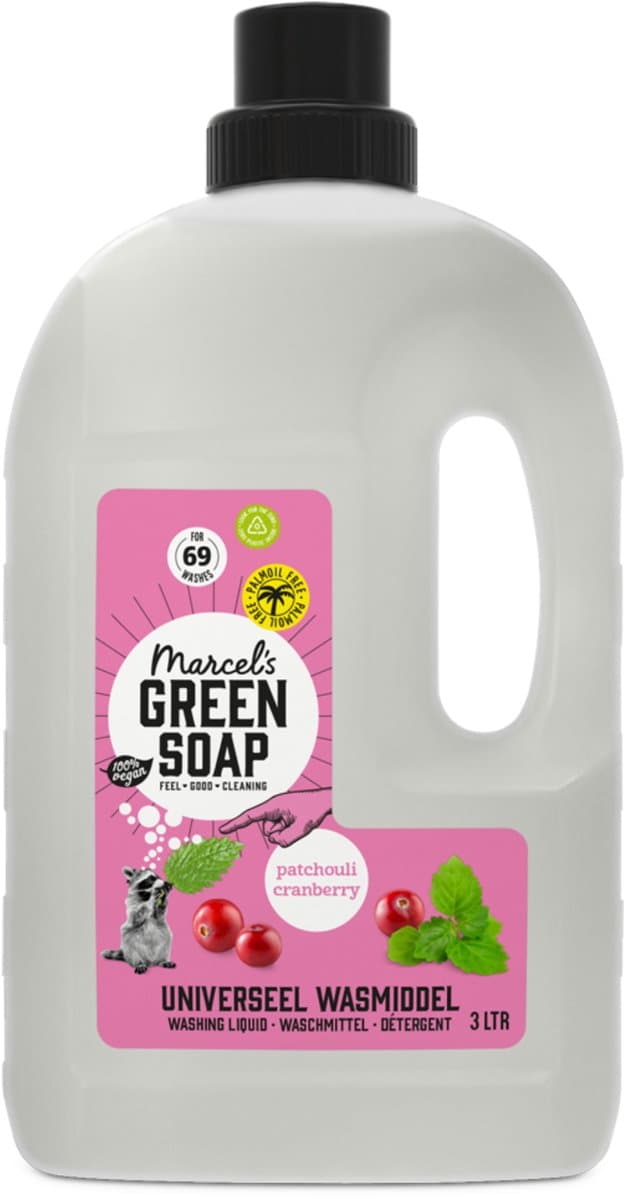 Marcel's Green Soap Universeel Wasmiddel - Grootverpakking - Patchouli & Cranberry - 3L - 69 wasbeurten — afbeelding 1