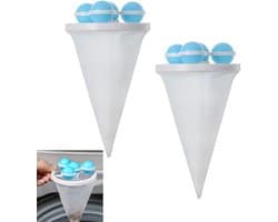 2-stuks Wasmachine pluizenfilter - Wasmachine filterzak - Wasmachine haarverzamelaar - Huisdierhaarverzamelaar - Drijvend ontwerp - Herbruikbaar - Vangt kledingresten op - Geschikt voor het reinigen van wasmachineresten - Blauw