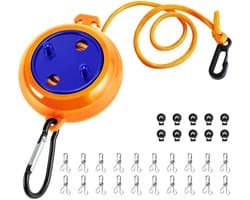 Vitdipy - Waslijn Uittrekbaar - Roldrooglijn - Waslijndraad 8 meter - Voor Binnen & Buiten - Voor camping / kamperen / reizen - Oranje