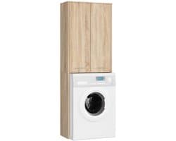 Badkamerkast voor Wasmachine FIN / Hoge Wasmachinekast met 2 Deuren / AKORD Furniture Factory / Sonoma Eik / 64 x 180 x 30 cm — afbeelding 1