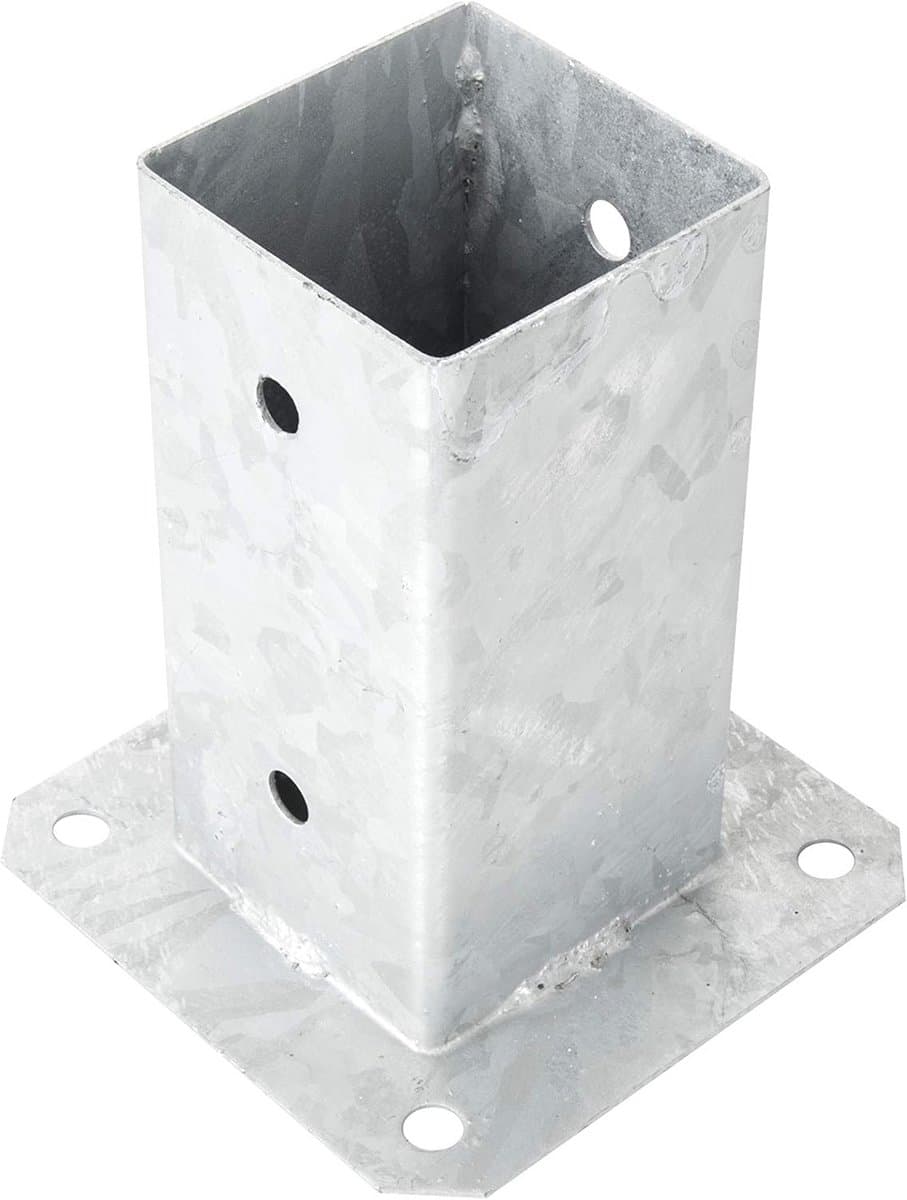 Vierkante Ankerbeugel voor Posten 120 x 120 mm - Gegalvaniseerde Staalbasis voor Concreet, Hekken, en Tuinhuisjes — afbeelding 1