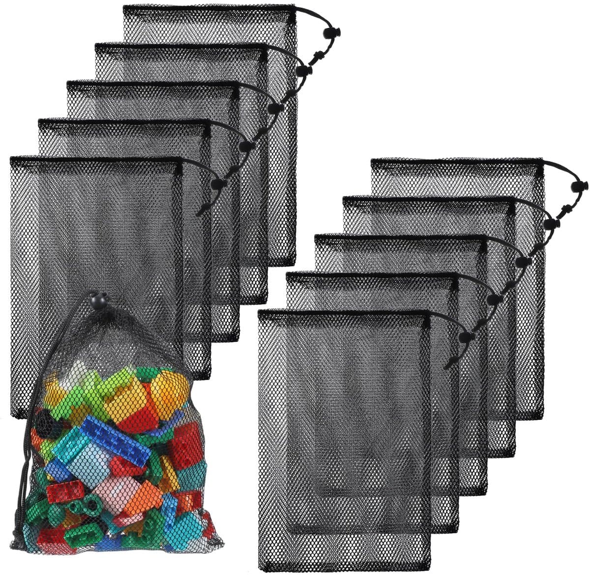 IMPERATORIS® Waszakjes voor Wasmachine - Bescherming voor Fijne Was en Schoenen - Mesh Wasnet met Rits - Voorkomt Slijtage - Set van 10 - zwart - 30 x 20 cm — afbeelding 1