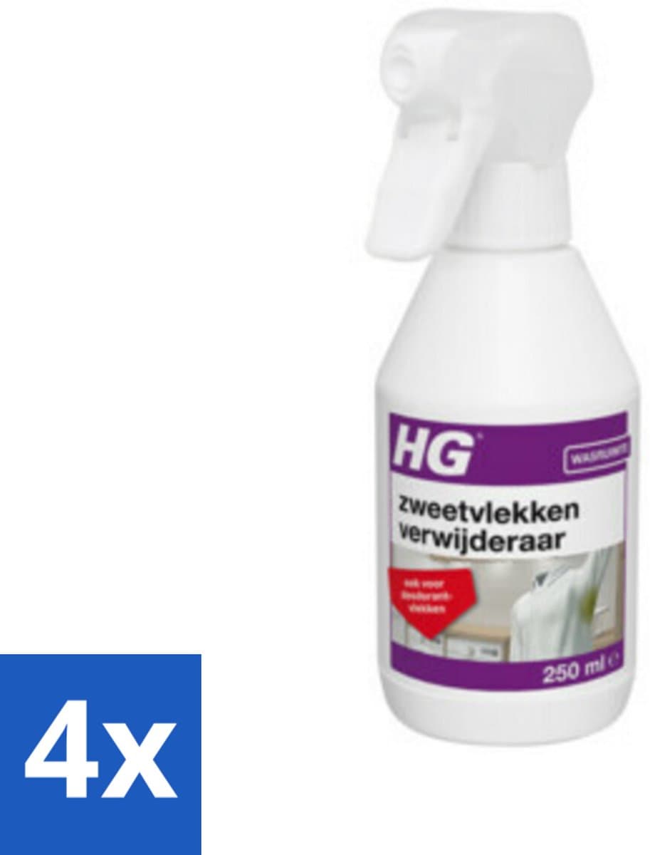4 x HG Zweetvlekkenverwijderaar 250 ml - Zweetvlekken Verwijderen - Deodorantvlekken Verwijderen - Vlekkenverwijderaar - Wasmiddel - Textielreiniger — afbeelding 1