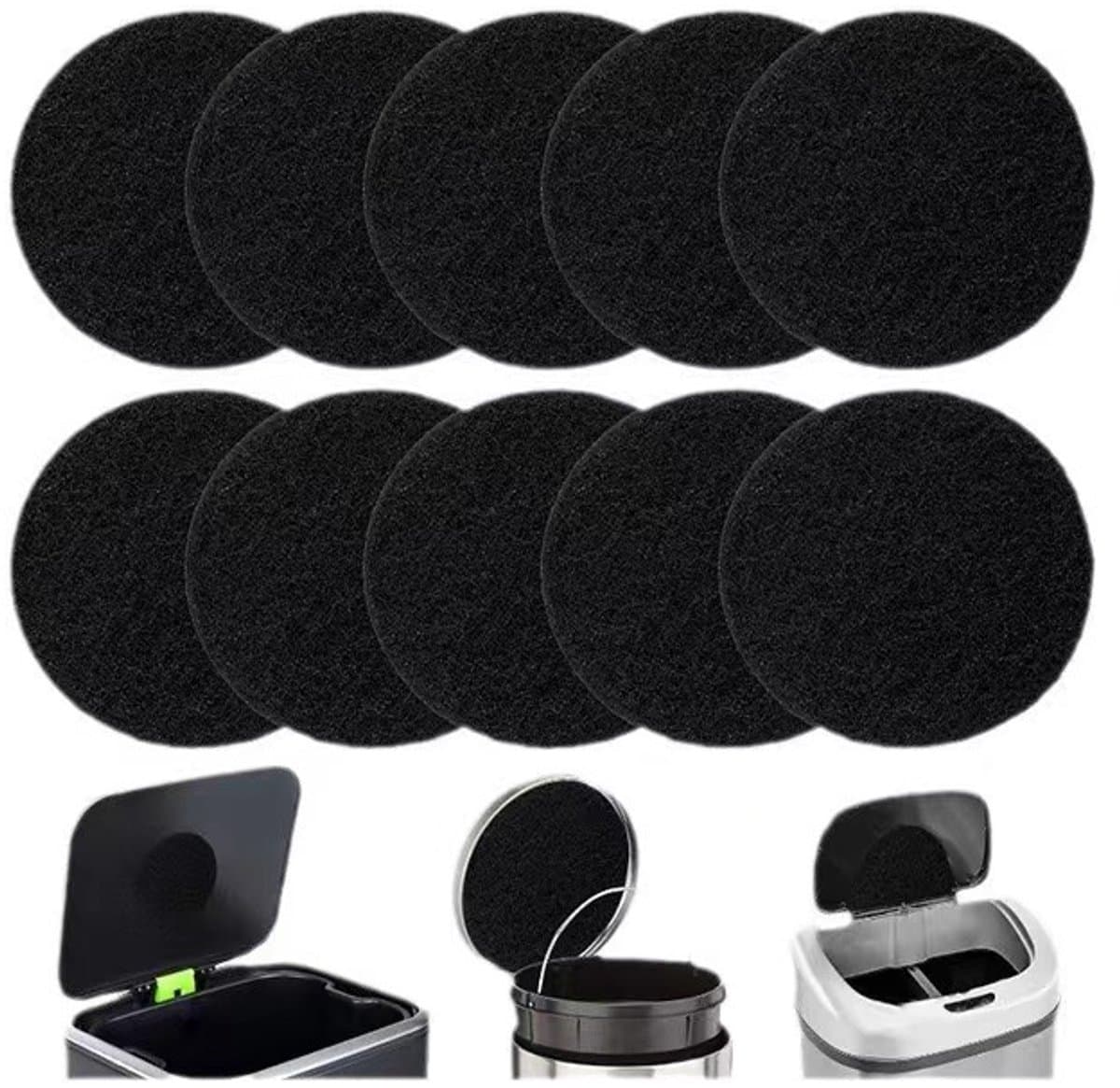10 x koolstoffilter - koolstoffilters universeel - Geurfilter - voor alle prullenbakken - geurverwijderend -17x0.5cm-REWYTAZ — afbeelding 1