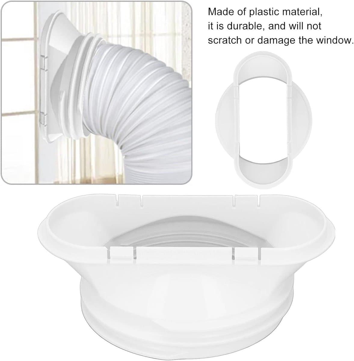 Airconditioning adapter voor ramen met platte mond - afvoerslangaansluiting - 5,9 inch slang - mobiele airconditioning accessoires. — afbeelding 1