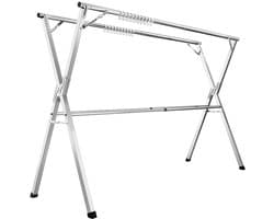 Uitschuifbaar Droogrek - Wasrek - Kledingluchter - Roestvrij staal - 66cm x (133-200cm) x 130cm — afbeelding 1