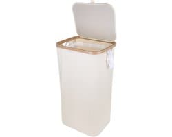 Wasmand met Deksel – Opvouwbare Wasmand – Wasbox 100L – Wassorteerder met Binnenzak – Beige – Voor Badkamer, Slaapkamer en Wasruimte — afbeelding 1