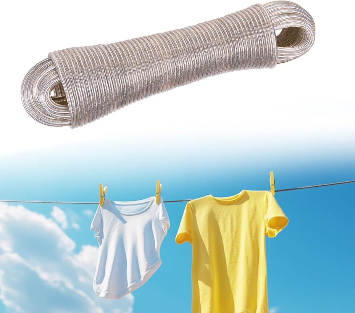 30 meter waslijn voor binnen en buiten drogen van kleding — afbeelding 1