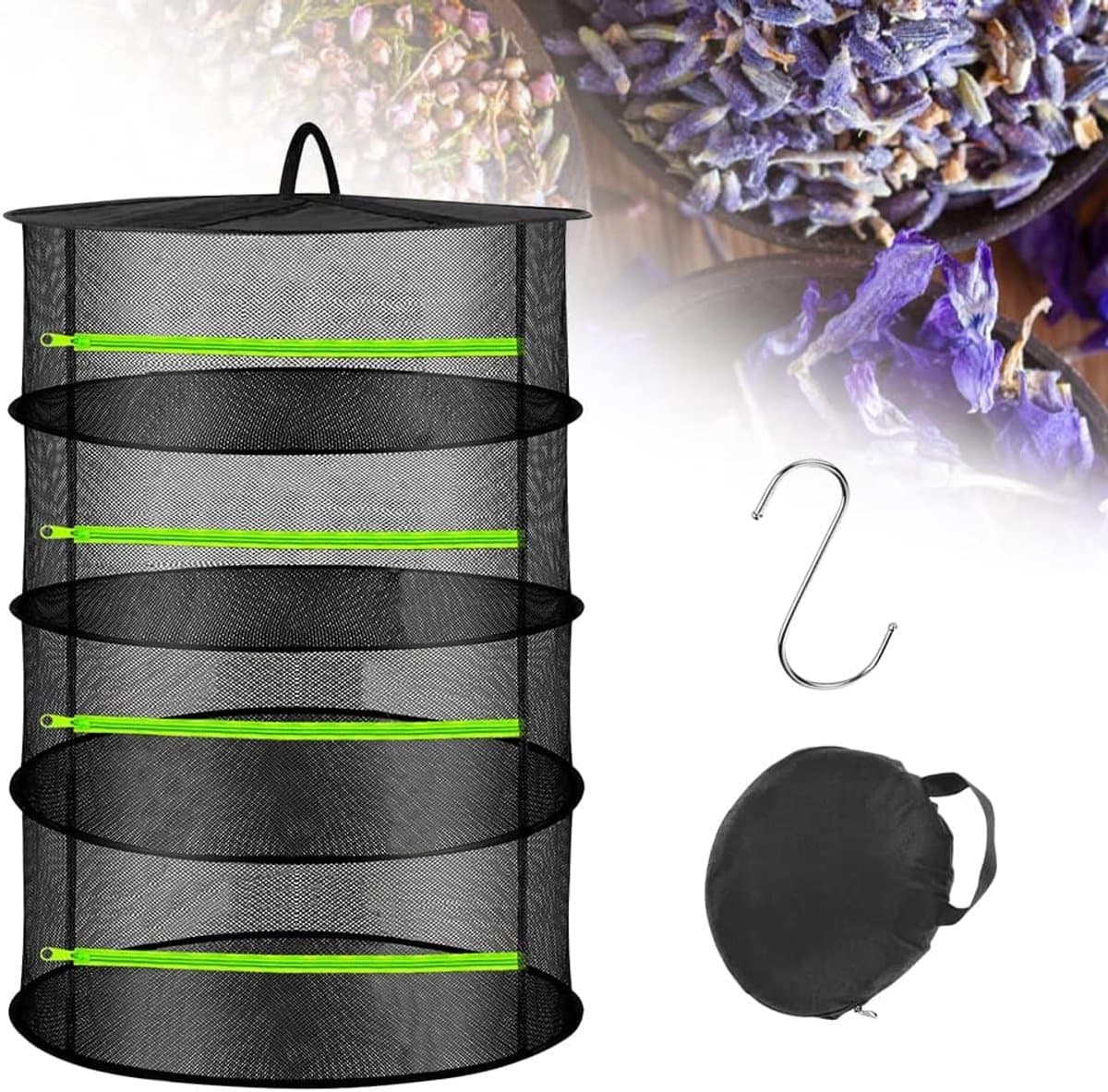 Droognet - Kruiden Droogrek - 4 laags - Droogrek Inklapbaar - Opbergnet - kleding - veelzijdig en ruimtebesparend - 60 cm — afbeelding 1