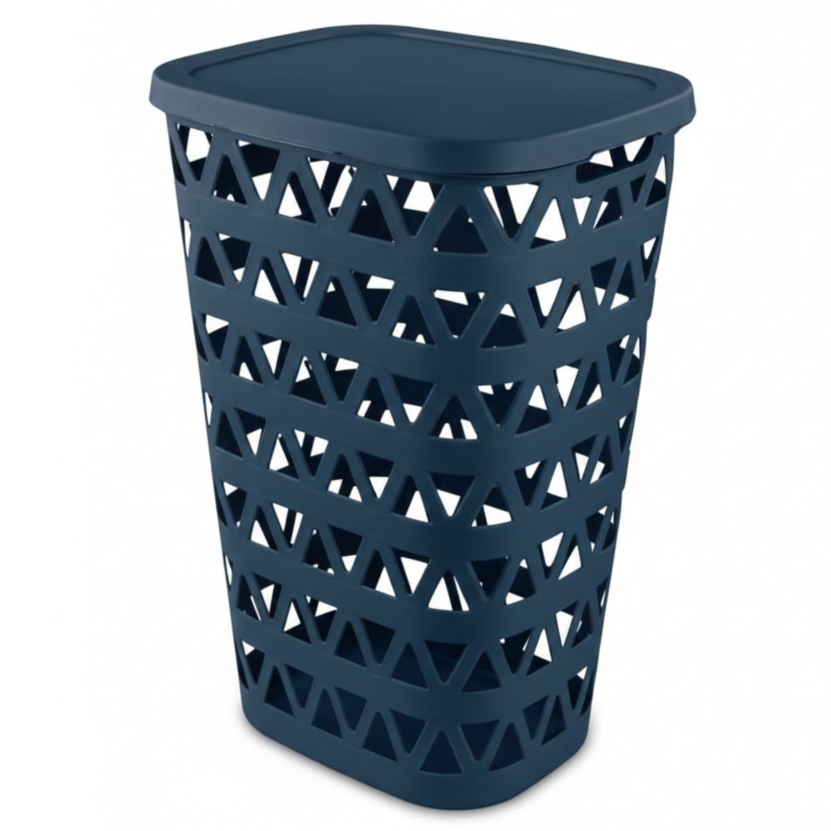 Curver Wasmand met deksel - ventilatiegaatjes - blauw - kunststof - 55 ltr - 42 x 34 x 60 cm — afbeelding 1