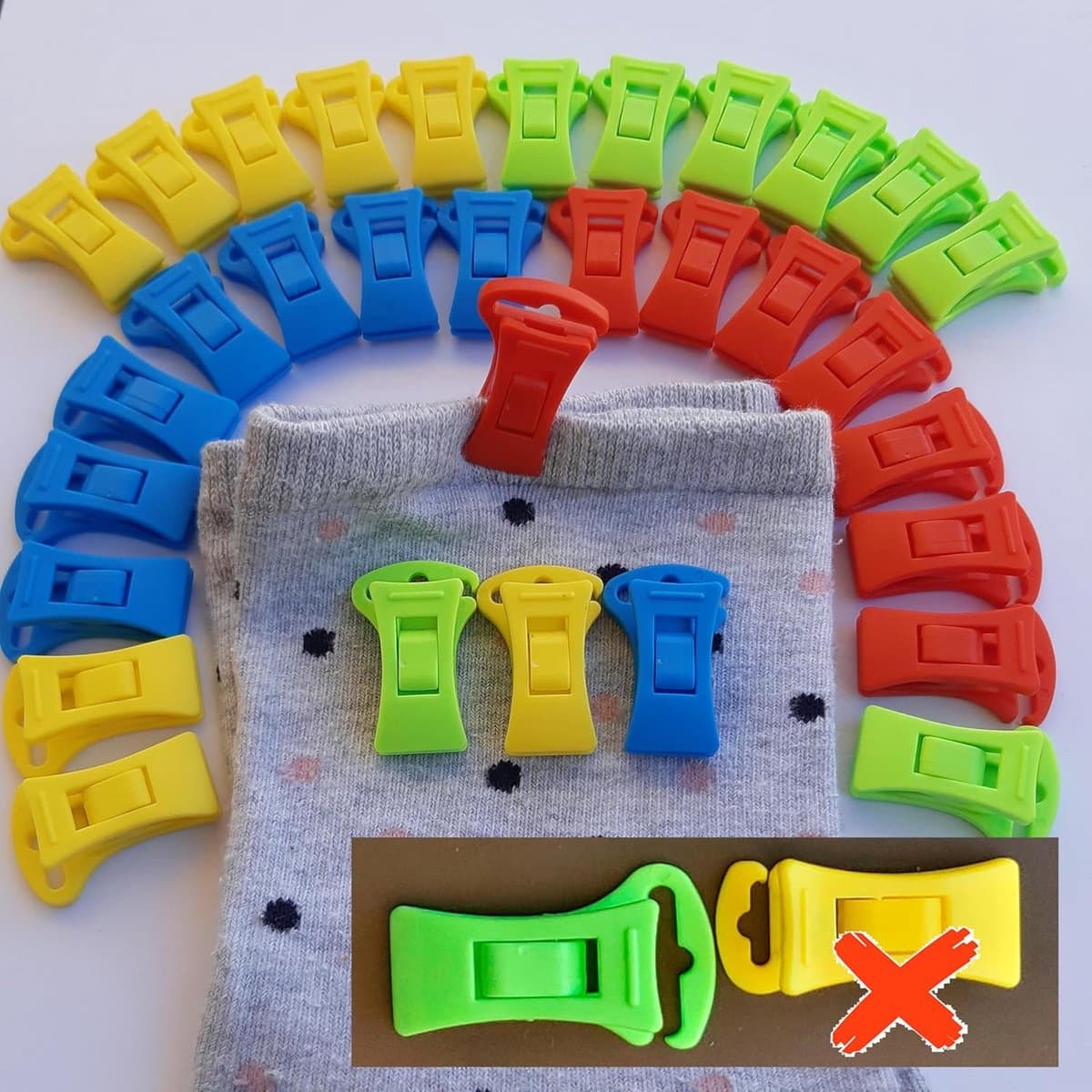 Sokken Clips - 36 Stuks - Kunststof - 4 Kleuren - Voor Wasdroger en Wasmachine — afbeelding 1