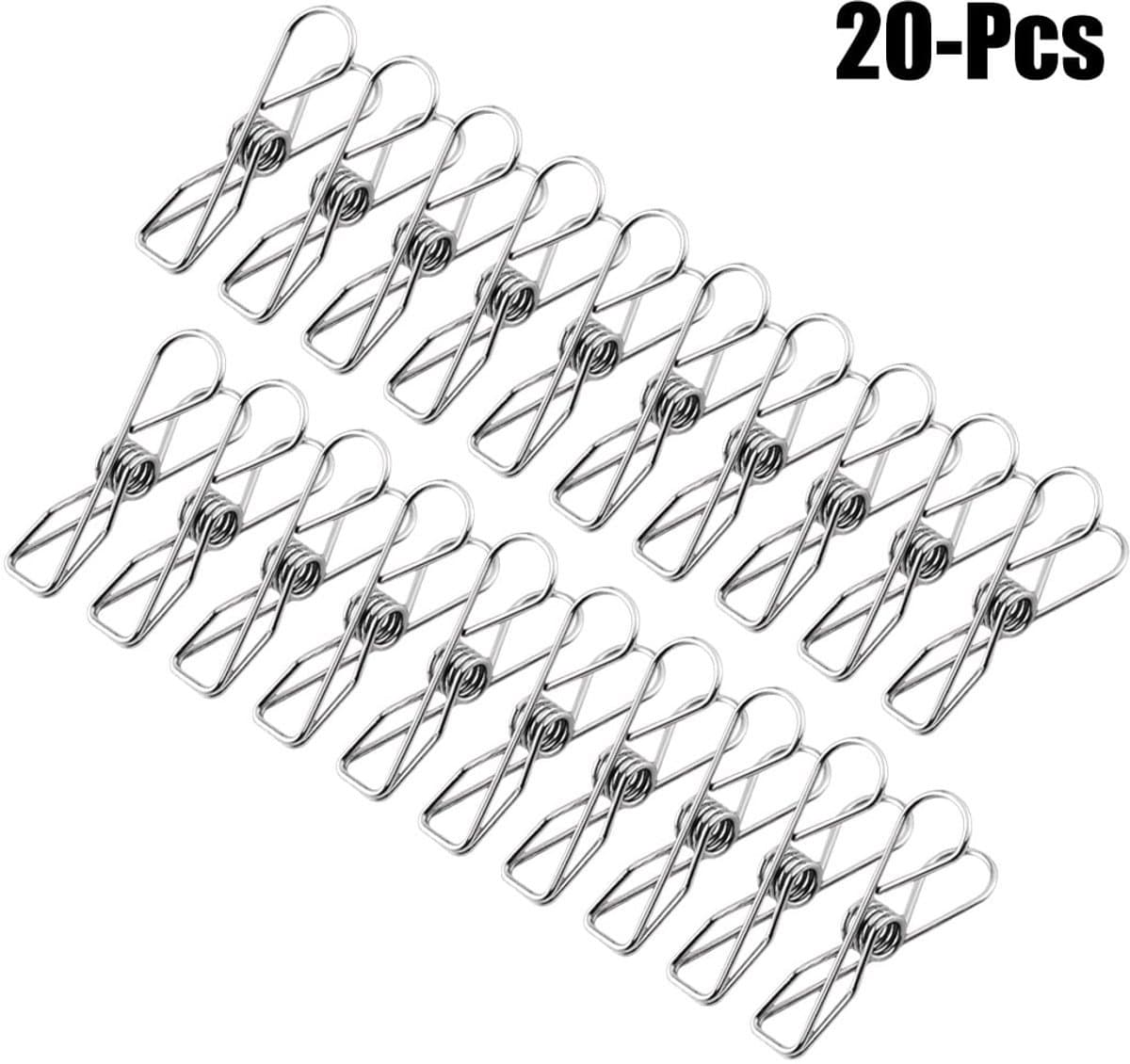 wasknijpers - 20 stuks - 1.3*5.6cm - RVS wasknijpers - waslijnklemmen voor handdoeken — afbeelding 1