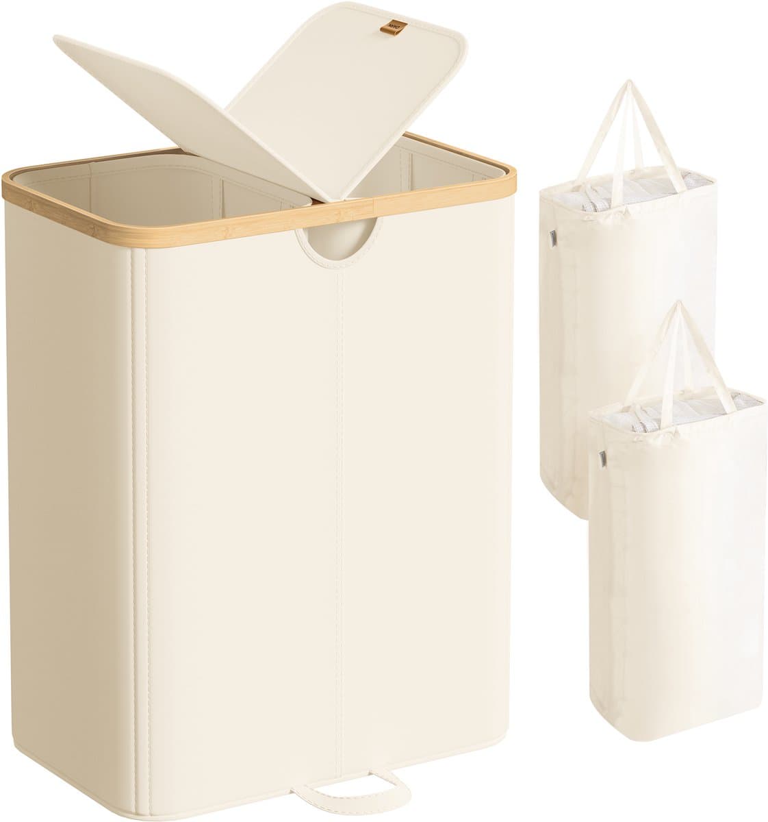 SONGMICS - Wasmand - Wasmand met 2 Vakken - 150 Liter - Uitneembare Waszakken - Met Deksel — afbeelding 1