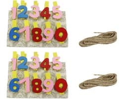 Set van 20 Mini Houten Wasknijpers - Decoratief voor Foto's, Memo's en Kaarten met Touw