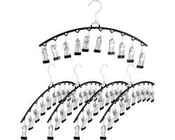 Set van 5 RVS Waslijn Clips Hanger met 50 Anti-slip Klemmen - Ruimtebesparend Droogrek