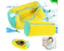 2 stuks wasnet - schoenwaszak - wasmachine met ritssluiting - 360 graden reinigingspluisjes - verhoogde interne wrijving - schoenen voor geelblauw