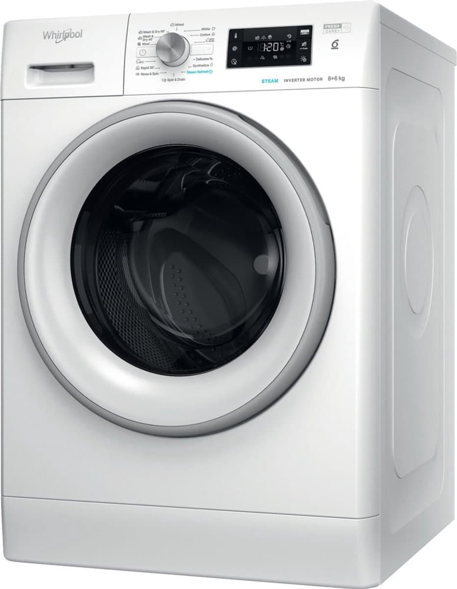 Whirlpool FFWDB 864489 SV EE Was-droogcombinatie Vrijstaand Voorlader Wit — afbeelding 1