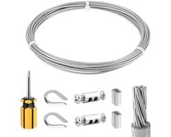 Allecto Plus - 304 RVS kabel 6 m met 2 mm dikte voor waslijn en hekwerk - Indoor en Outdoor Gebruik