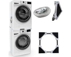CLP Opbouwmeubel voor wasmachines - Ombouw - Verhoger - Rek - Aansluitframe - wit