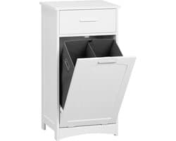 Betaalbare Goederen® Wasmand Met Deksel - Wit - Wasmand 3 Vakken - Wasmanden - Uitklapbaar - Kledingkast