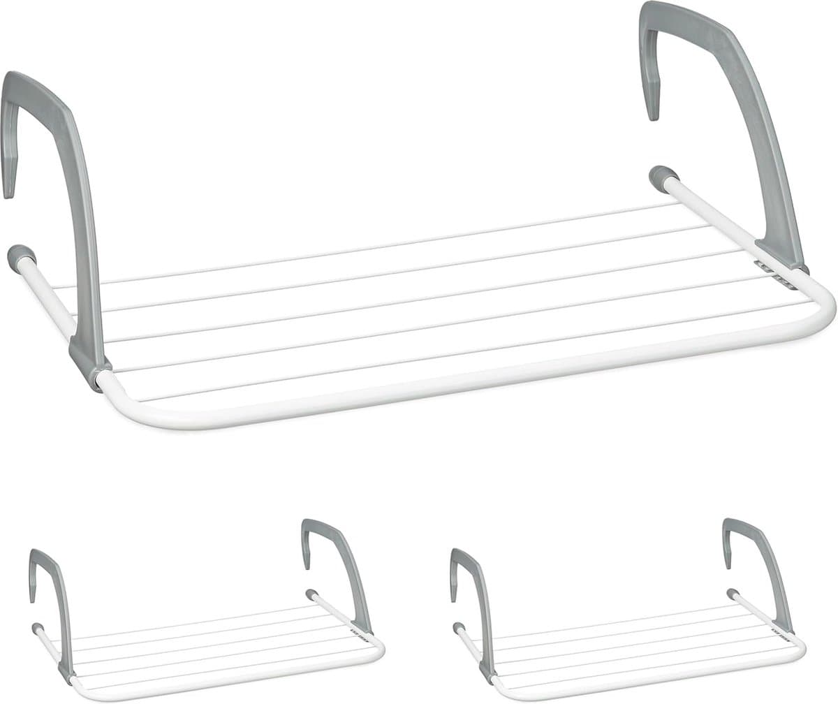 Hangend droogrek set van 3 - compact en verstelbaar voor balkon en verwarming — afbeelding 1