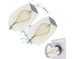Waszak voor schoenen, wasmachine, 360°-reiniging, schokabsorberend en geluidsabsorberend, meervoudige bescherming, herbruikbare gymschoenen crèmekleurig, 2 stuks