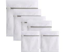 Wasnetjes met ritssluiting - Wit - 23x30 cm - Polyester Waszak met Mesh Structuur - Voor Kleding en Ondergoed