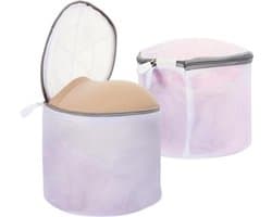 Set van 2 wasnetten voor lingerie, sokken en ondergoed - ronde waszak met rits voor veilig wassen en reizen