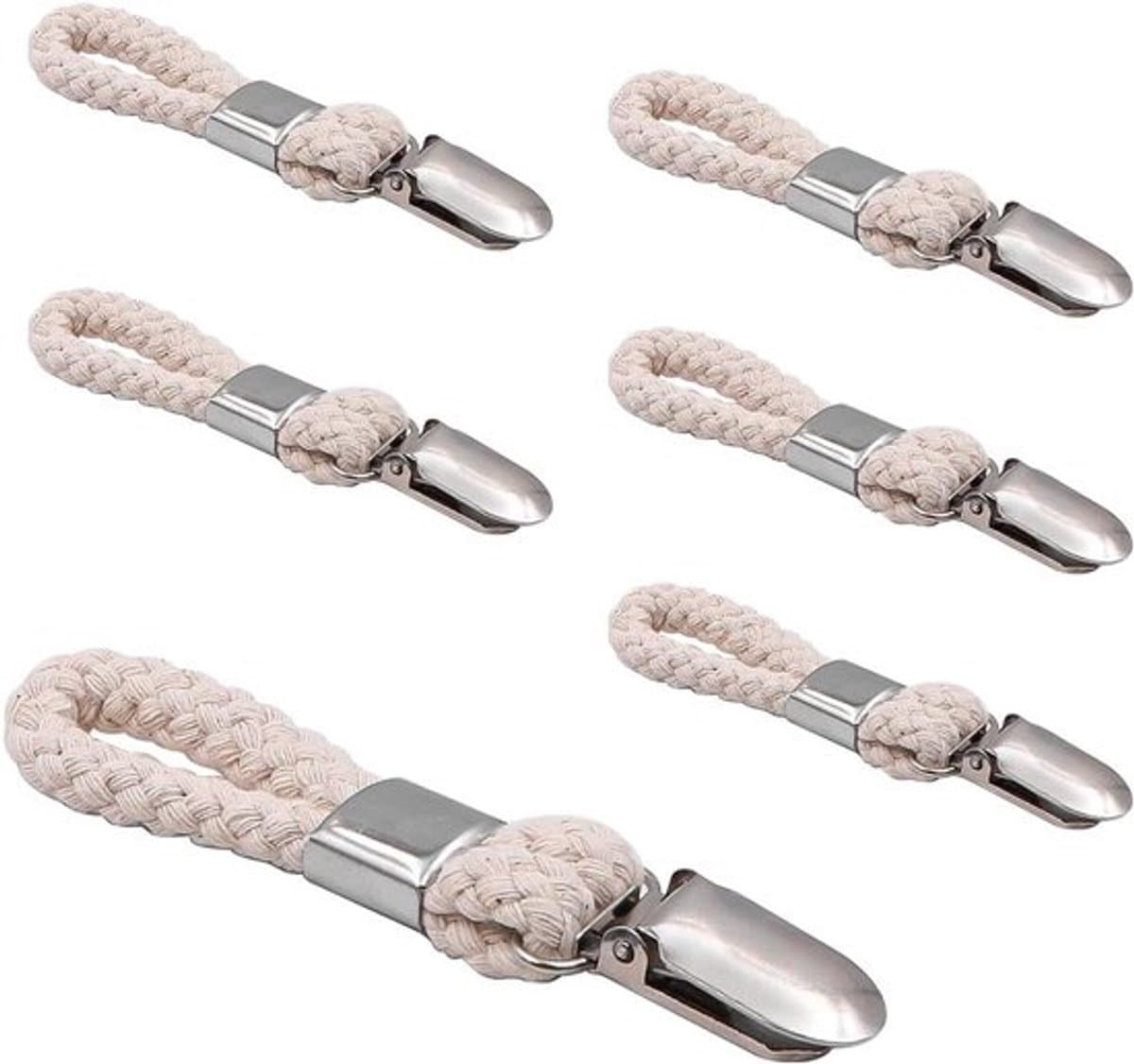 Handdoekclips - Theedoekclips - Set van 6 - Katoen - Metalen klemmen - Ophangen kleding strandhanddoeken - Keuken badkamer kasten - Geschikt voor alle handdoeken - Diverse kleuren en modellen — afbeelding 1