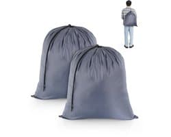 OTraki Waszakken voor op reis, 2 stuks, waszakken voor de vuile was, opvouwbare opbergzak, scheurbestendig, voor speelgoed, camping, vakantie, studentenhuis, 50 cm x 60 cm, grijs