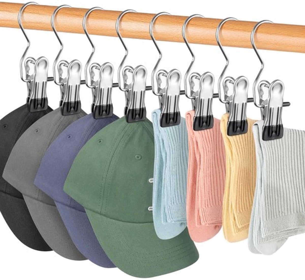 - Washaak - Rvs Haken - Ideaal voor Organisatie - Zwart - Kledingclips - Voor Broeken, Schoenen en Handdoeken - 8 Stuks — afbeelding 1