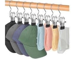 - Washaak - Rvs Haken - Ideaal voor Organisatie - Zwart - Kledingclips - Voor Broeken, Schoenen en Handdoeken - 8 Stuks