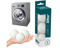 Sillar Drogerballen 3 stuks - Wasdrogerballen - 100% Schapenwol - Herbruikbare - Wasverzachter - Antistatisch - verkort droogtijd